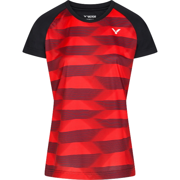 VICTOR WOMEN T-SHIRT T-34102 CD  Black/Red 2023 - Badminton Shop Franken